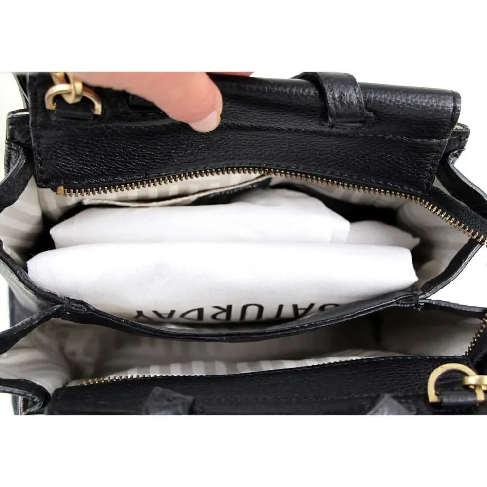 kate spade Saturday BLACK LEATHER POLKA DOT SHOULDER BAG XBODY SATCHEL PURSE